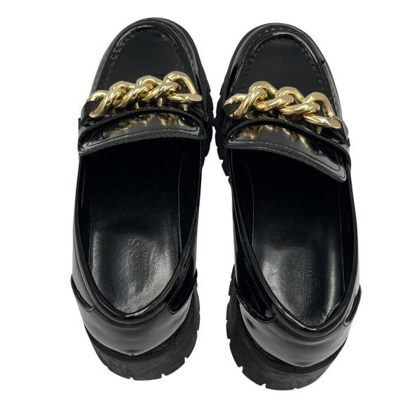 GUESS Womens 8.5 M Hillford Chunky Black Patent Leather Platform Loafer Lug Sole - Picture 10 of 16